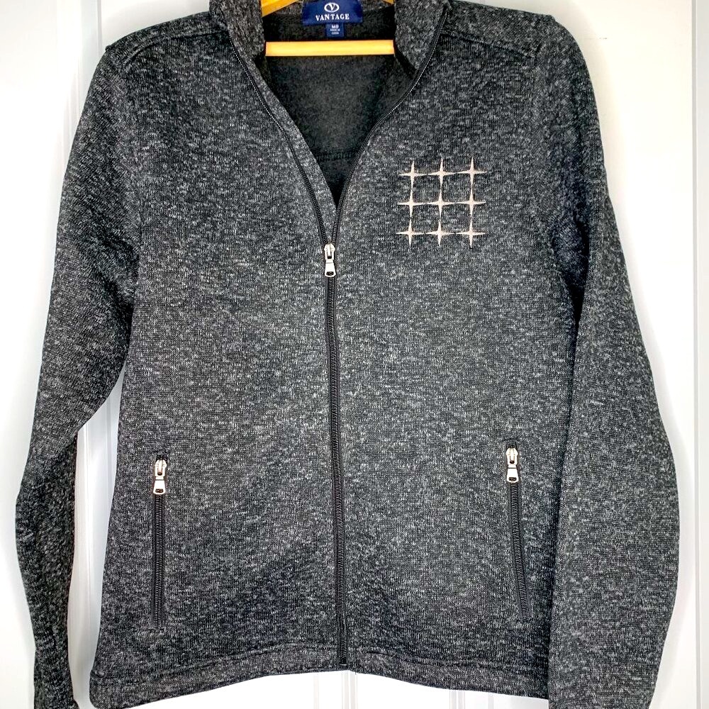 Vantage Unisex (see photos), Black/Gray Heather Full Zip Fleece Jacket, Size MD